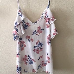 off the shoulder shirt with ruffles